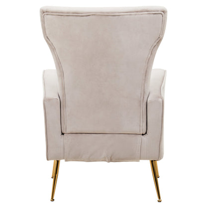Windsor Velvet Accent Chair With Gold Finish Legs Mink 