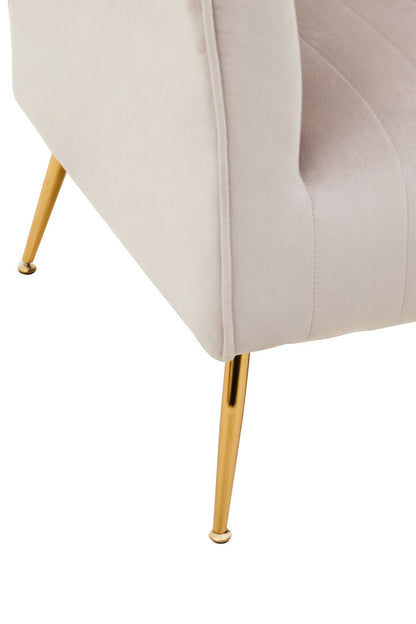 Windsor Mink Velvet Accent Chair With Gold Finish Legs