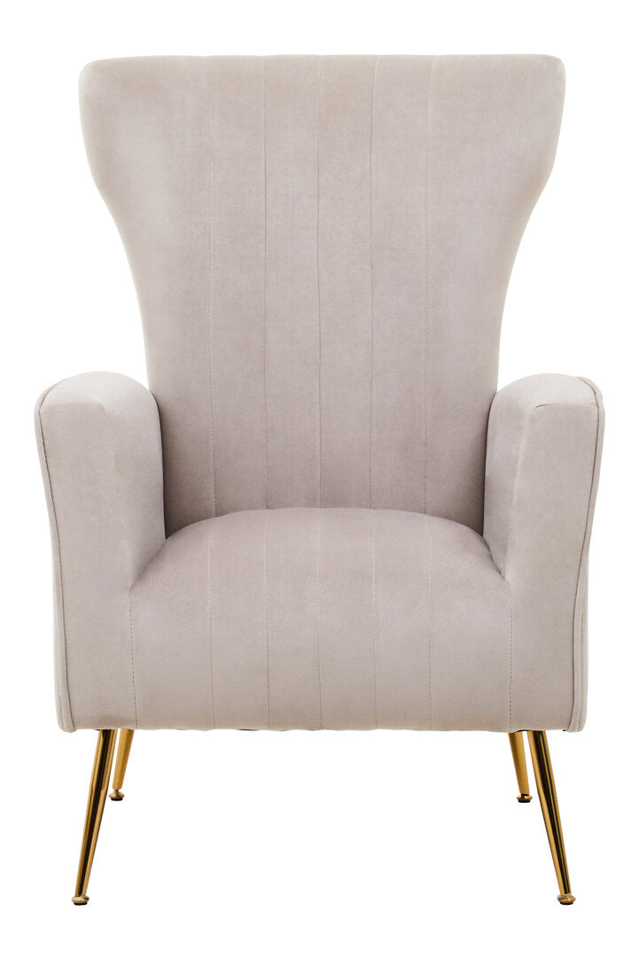 Windsor Mink Velvet Accent Chair With Gold Finish Legs