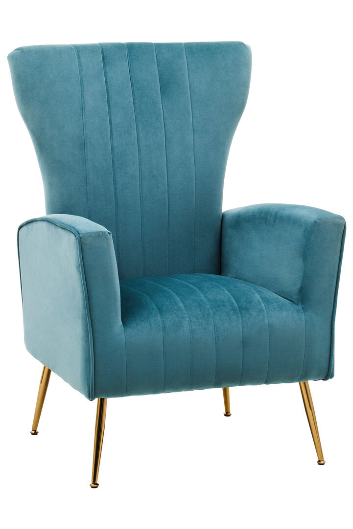 Windsor Green Velvet Accent Chair With Gold Finish Legs