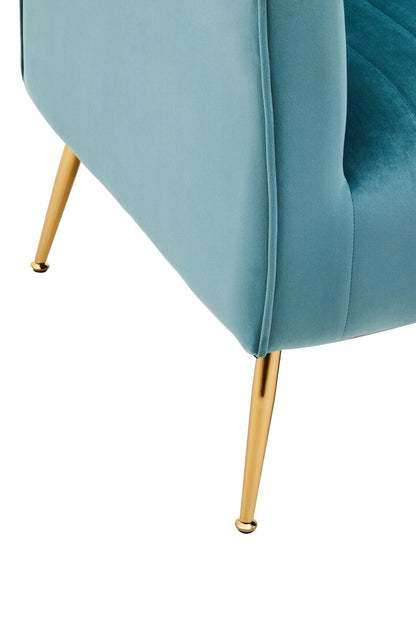 Windsor Green Velvet Accent Chair With Gold Finish Legs