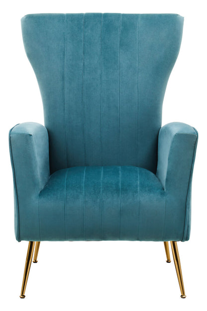 Windsor Green Velvet Accent Chair With Gold Finish Legs