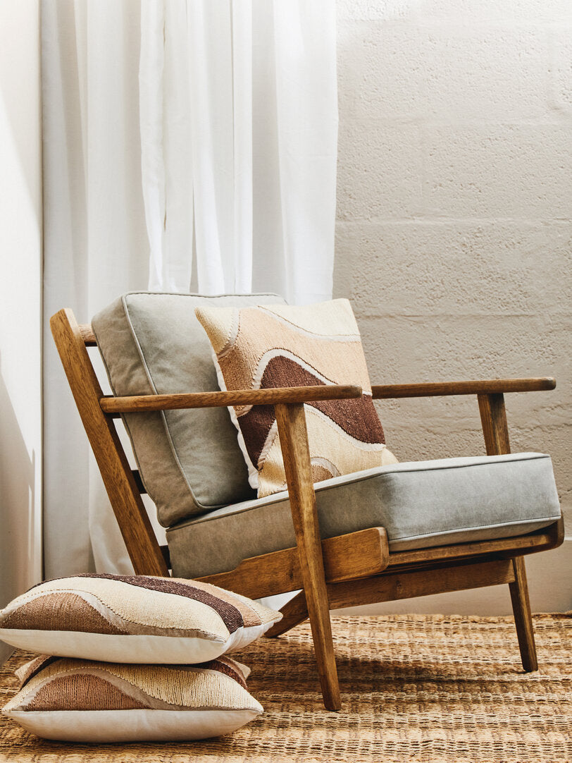 Capri Natural Linen And Oak Armchair