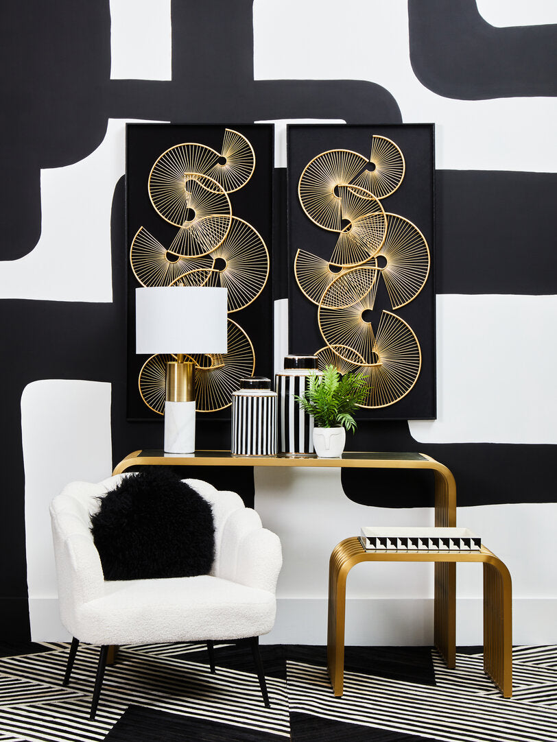 Valencia Matte Gold Slatted Console Table