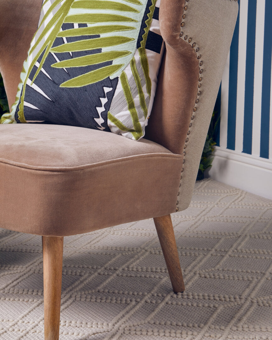 Granada Mink Velvet and Natural Linen Chair