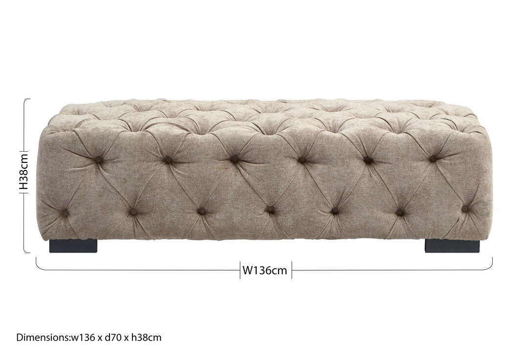 Kensington Natural Fabric Tufted Stool