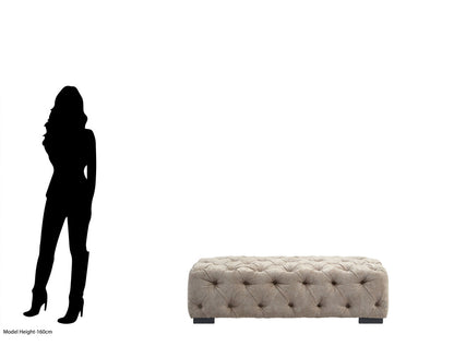 Kensington Natural Fabric Tufted Stool