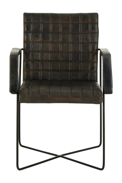 Verona Iron And Grey Leather Weave Chair