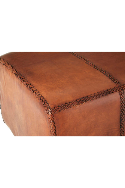 Carlton Leather Bench With Teak Wood Legs