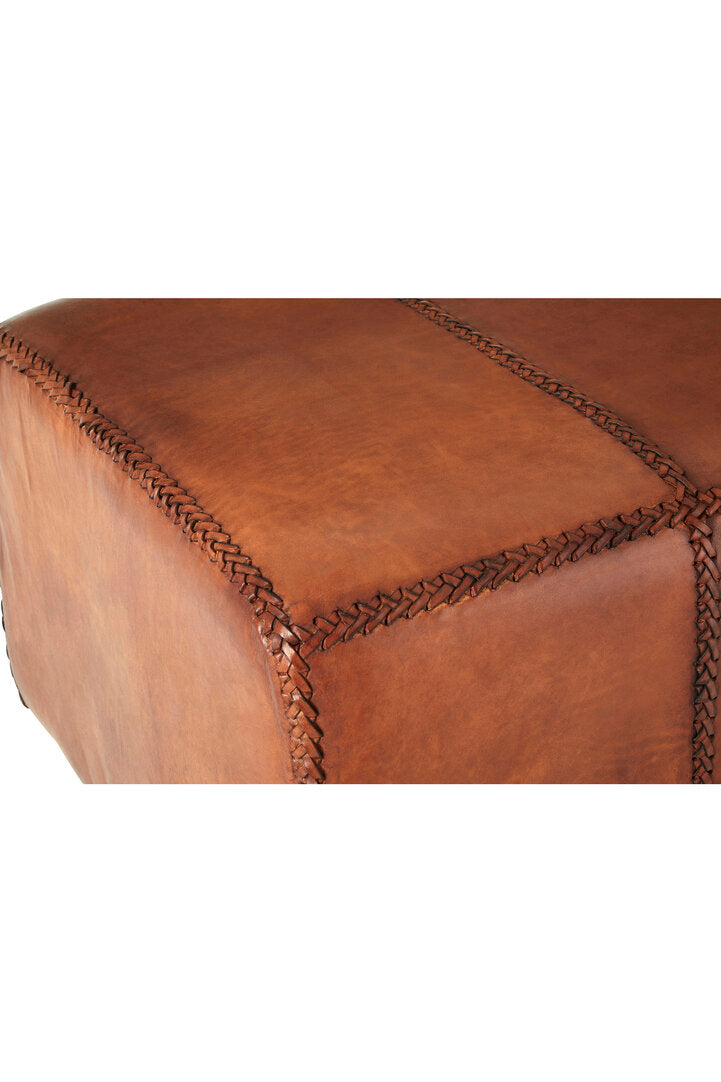 Carlton Leather Bench With Teak Wood Legs