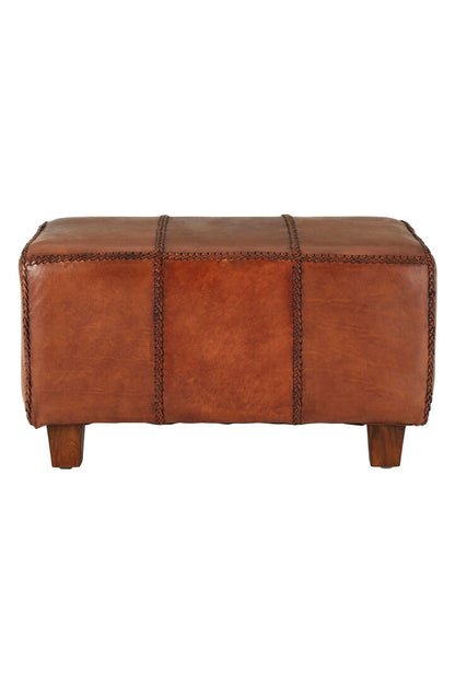 Carlton Leather Bench With Teak Wood Legs