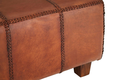 Carlton Leather Bench With Teak Wood Legs