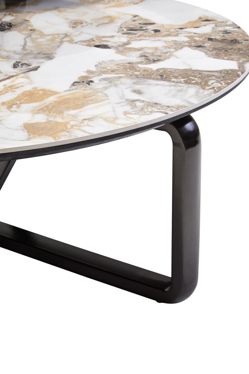 Aurora Grey Glass and Ceramic Marble Effect 3 Tier Coffee Table