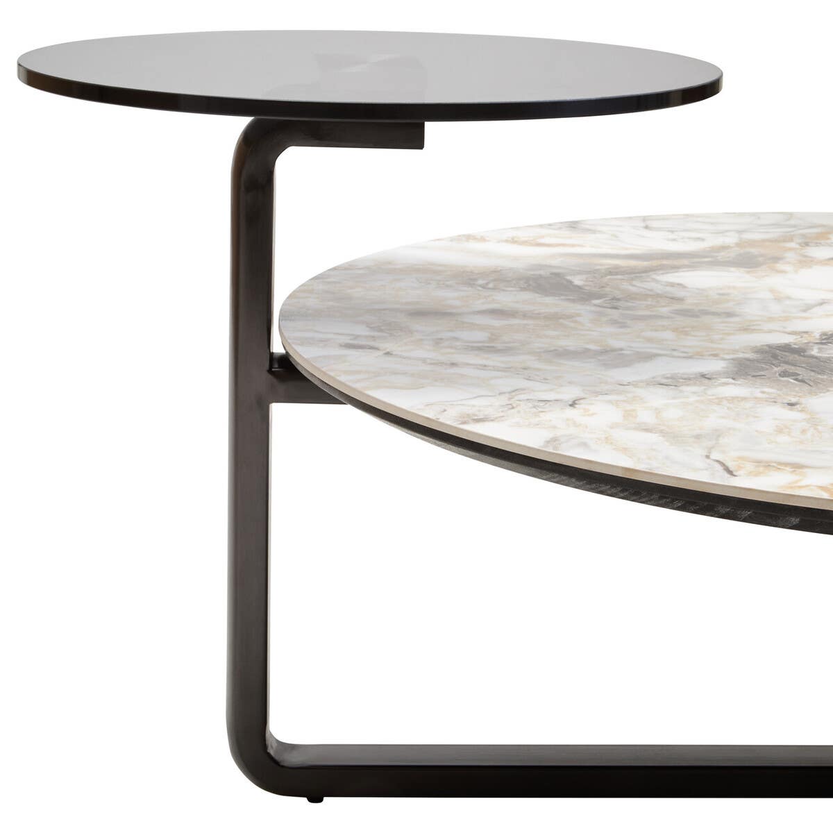 Aurora Grey Glass and Ceramic Marble Effect 3 Tier Coffee Table