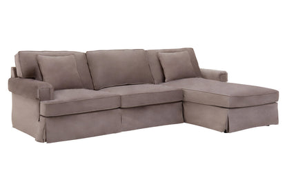 Whitby Three Seat Velvet Right Chaise Sofa Mink 