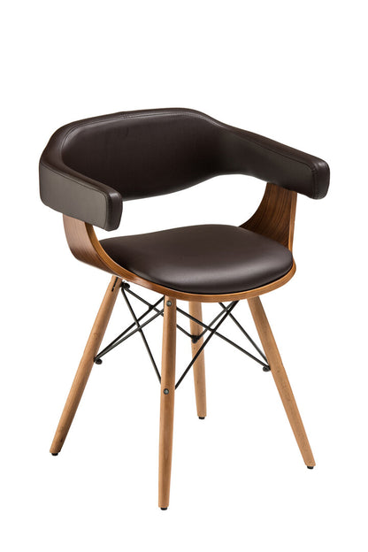 Mayfair Brown Leather Effect and Beech Wood Chair