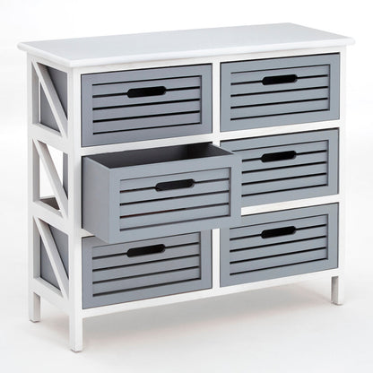 Chelsea 6 Grey Drawers Unit