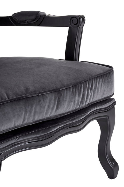 Windsor Grey Velvet Chair And Footstool
