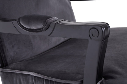 Windsor Grey Velvet Chair And Footstool