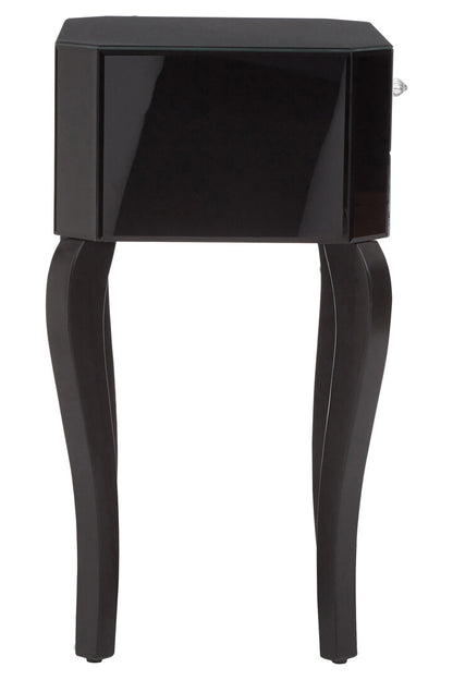 Regent 1 Drawer Black Mirrored Glass Side Table