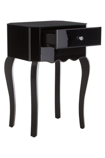 Regent 1 Drawer Black Mirrored Glass Side Table