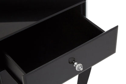 Regent 1 Drawer Black Mirrored Glass Side Table