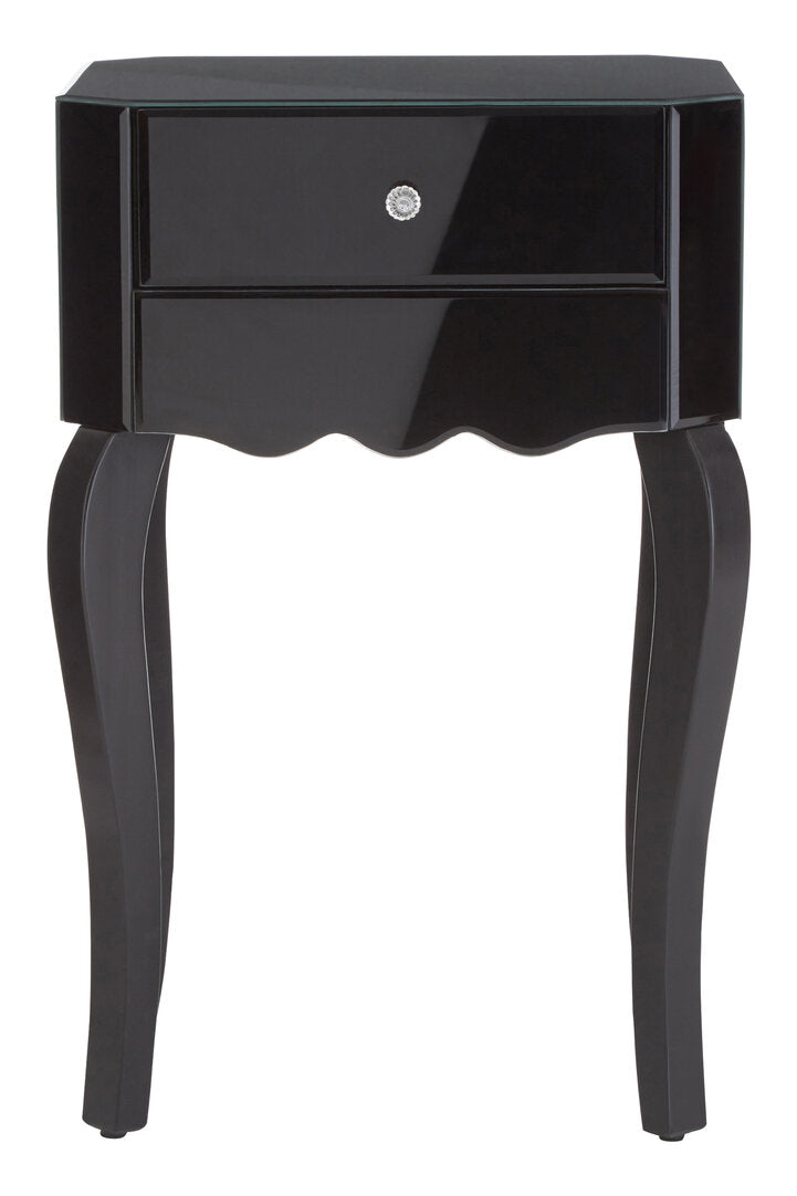 Regent 1 Drawer Black Mirrored Glass Side Table