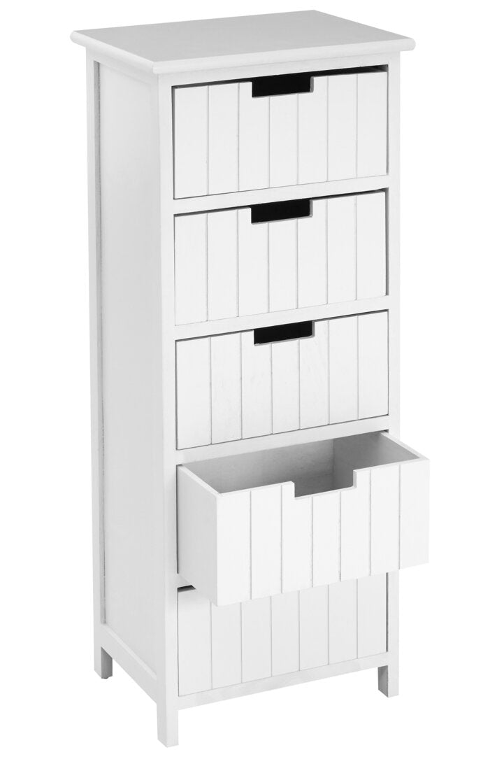 Belgravia England White Mdf 5 Drawers Chest