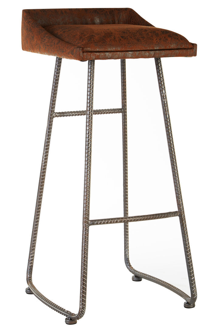 Belgravia Foundry Brown Leather Effect Bar Stool