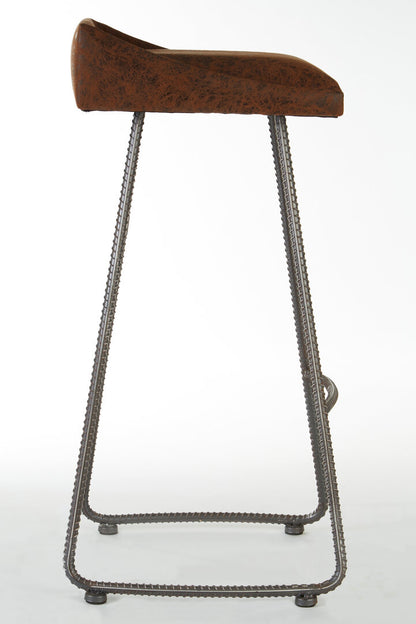 Belgravia Foundry Brown Leather Effect Bar Stool