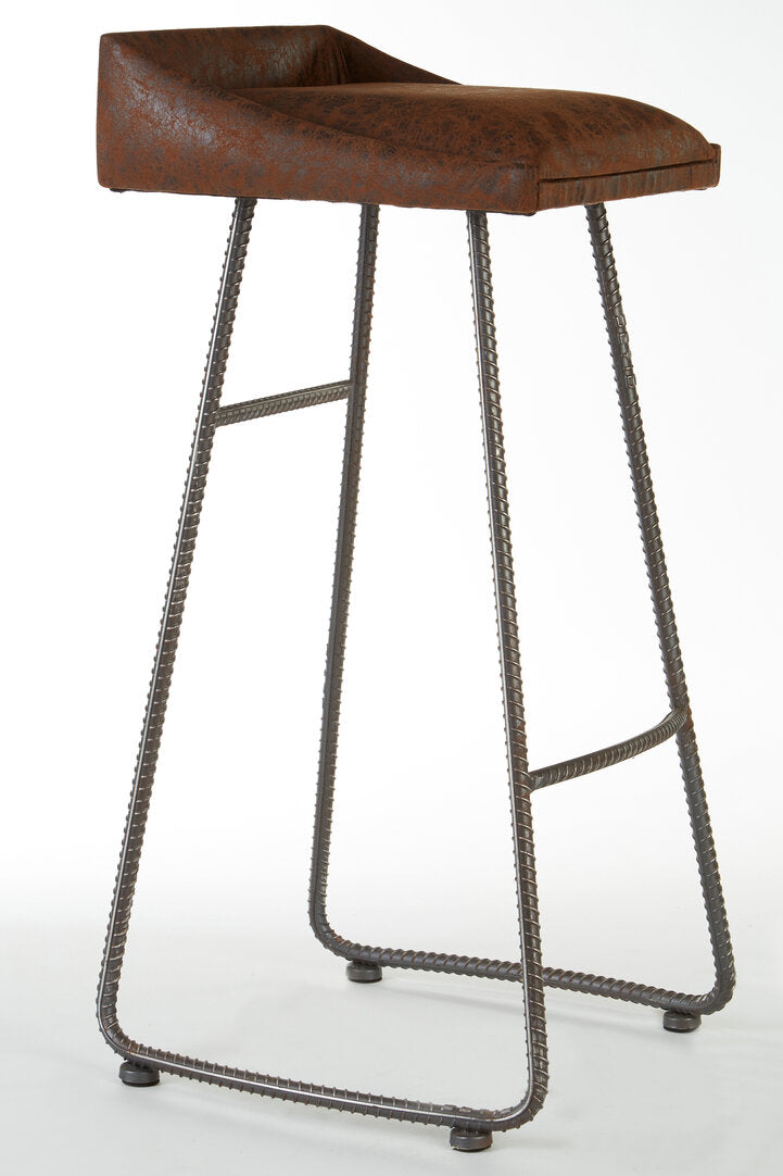Belgravia Foundry Brown Leather Effect Bar Stool