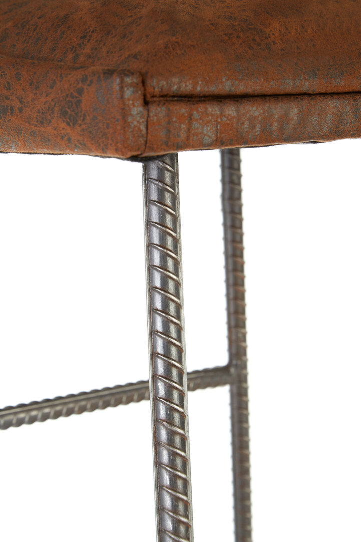 Belgravia Foundry Brown Leather Effect Bar Stool