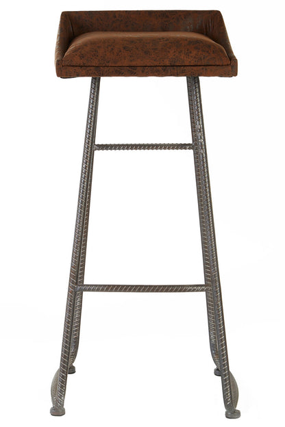 Belgravia Foundry Brown Leather Effect Bar Stool