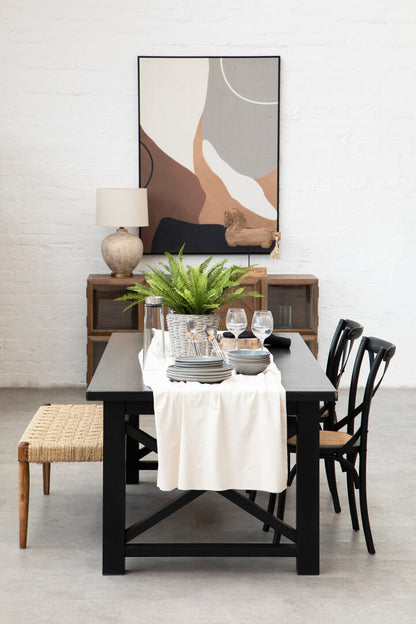 Cannes Black Oak Wood and Rattan Dining Chair