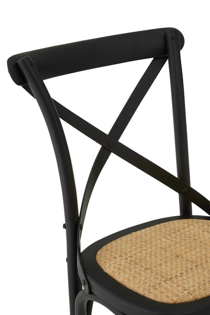 Cannes Black Oak Wood and Rattan Dining Chair