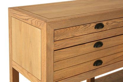 Cannes Washed Grey Oak Wood Console Table with Drawers