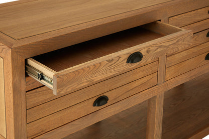 Cannes Washed Grey Oak Wood Console Table with Drawers