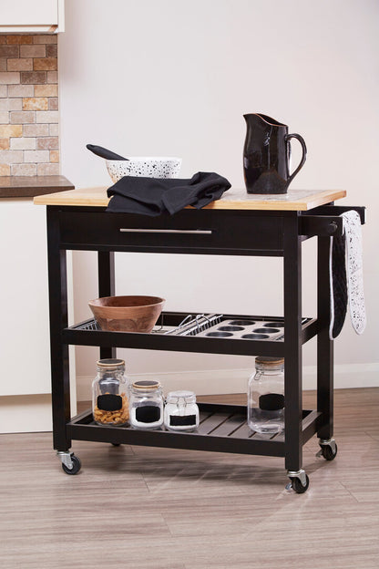 Vienna Glenn Wide Kitchen Trolley with Granite Top