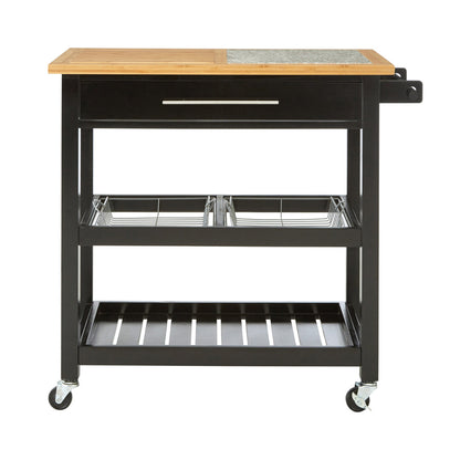 Vienna Glenn Wide Kitchen Trolley with Granite Top