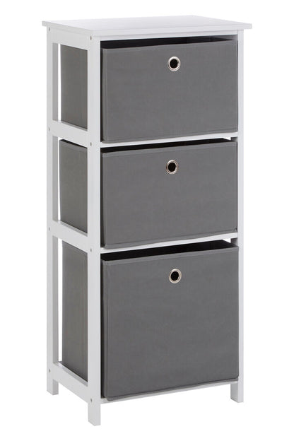 Savannah 3 Grey Fabric Drawers Cabinet