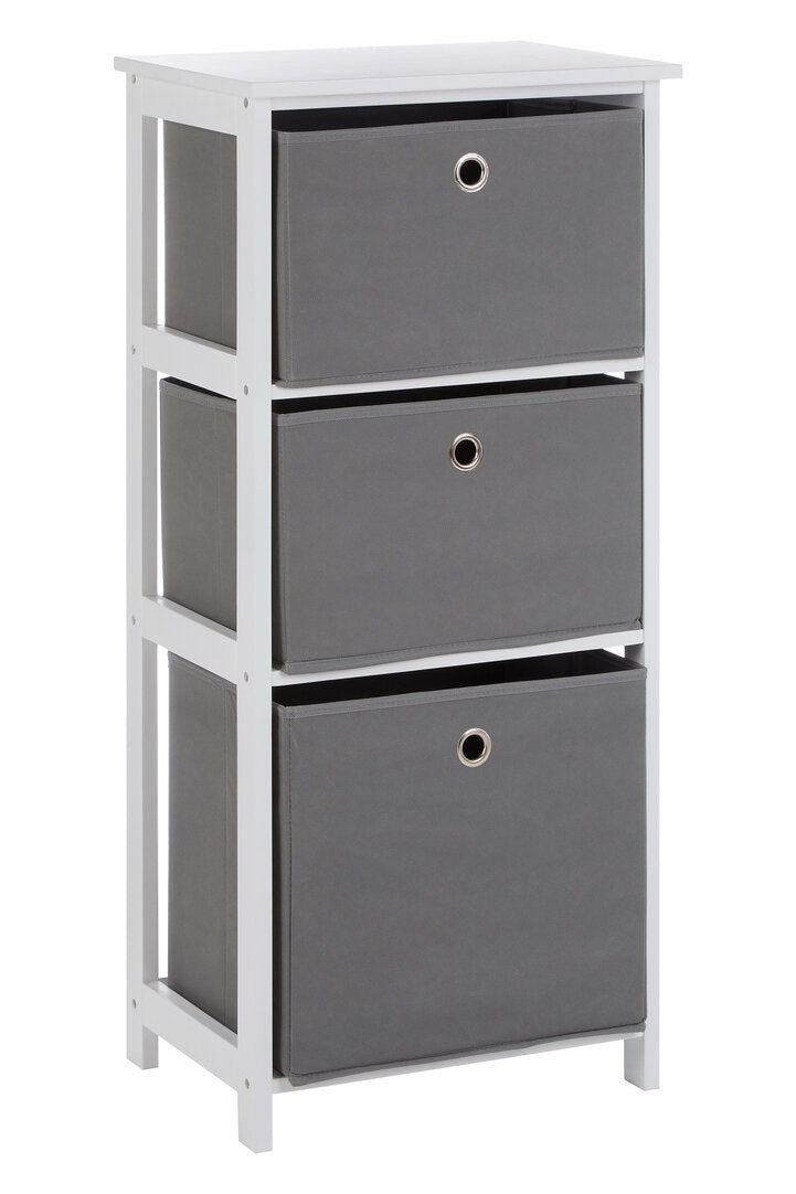 Savannah 3 Grey Fabric Drawers Cabinet