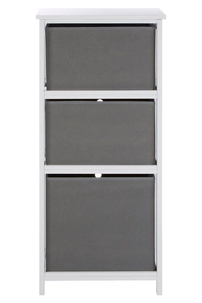 Savannah 3 Fabric Drawers Cabinet Grey 
