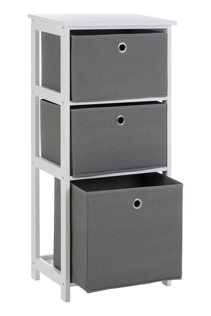 Savannah 3 Grey Fabric Drawers Cabinet