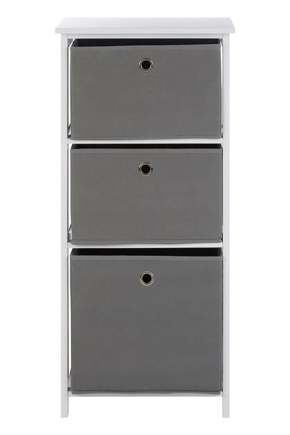Savannah 3 Grey Fabric Drawers Cabinet
