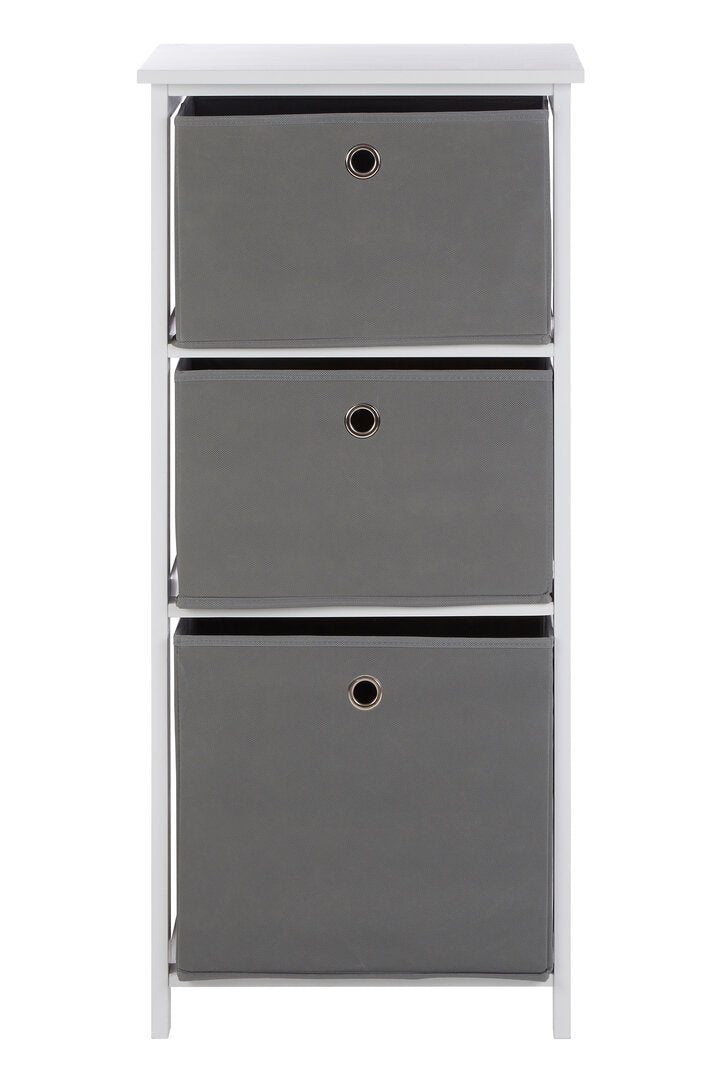Savannah 3 Grey Fabric Drawers Cabinet