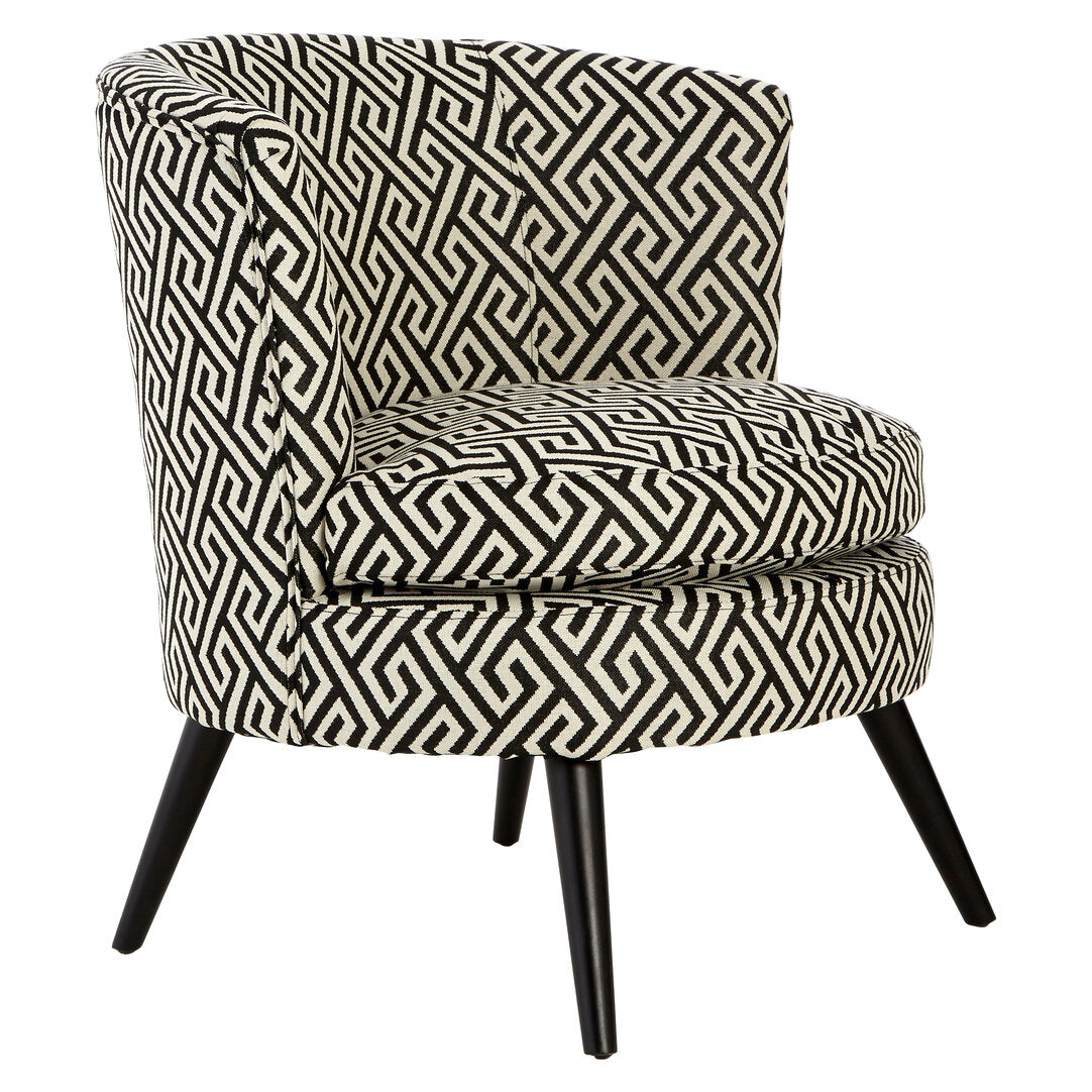 Monaco Park Black And Beige Greek Key Round Armchair