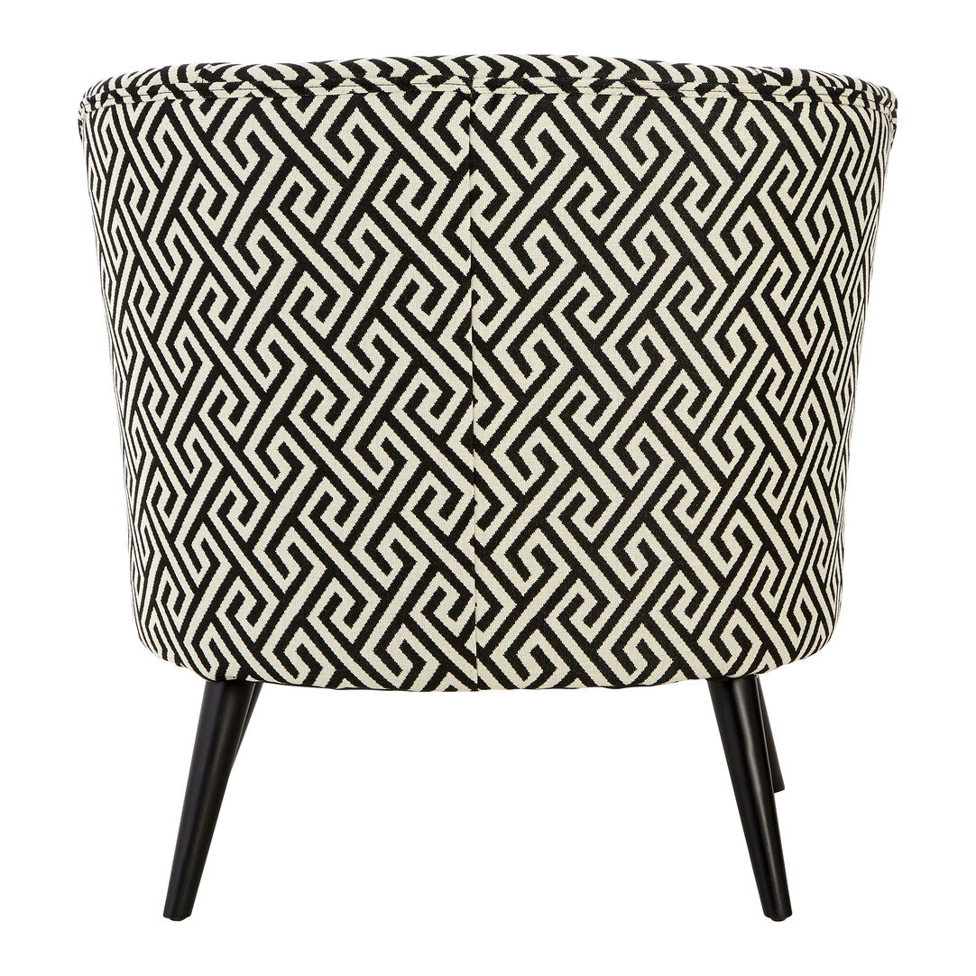 Monaco Park Black And Beige Greek Key Round Armchair