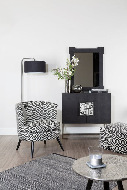 Monaco Park Black And Beige Greek Key Round Armchair