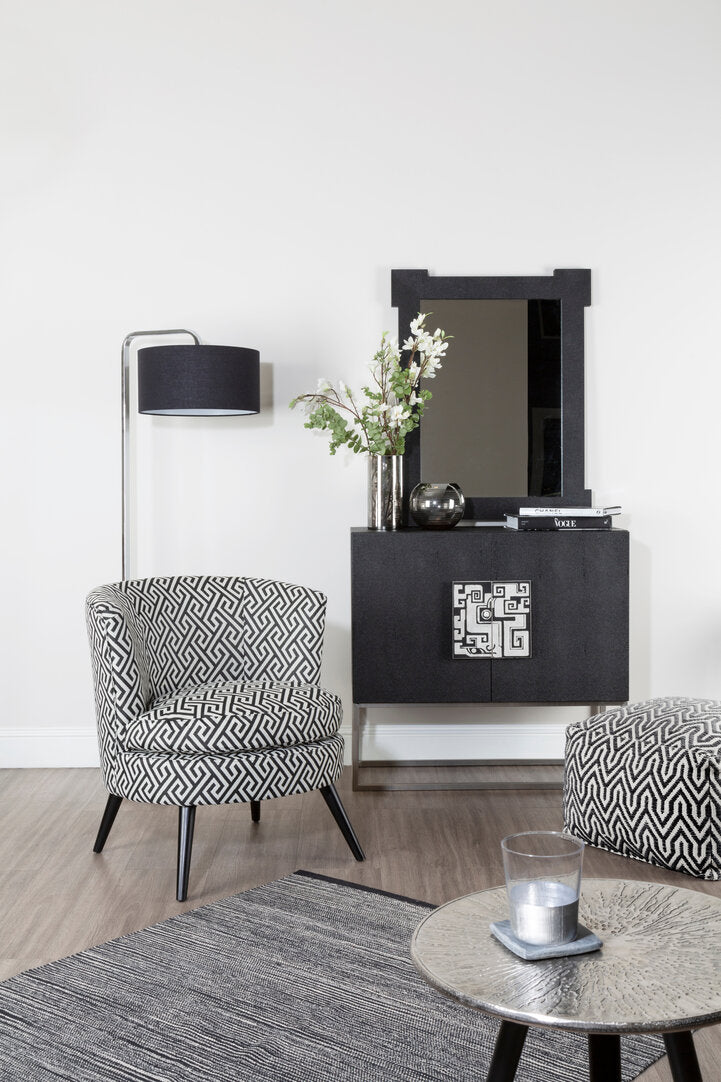 Monaco Park Black And Beige Greek Key Round Armchair