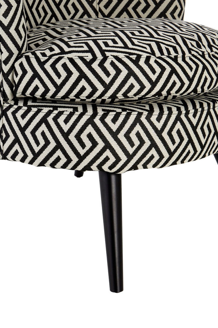 Monaco Park Black And Beige Greek Key Round Armchair